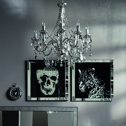 Tableau Frame Mirror Skull 100x100cm