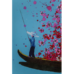 Tableau Touched Flower Boat bleu-fuchsia 120x160cm