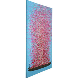 Picture Touched Flower Boat Blue Pink 120x160cm