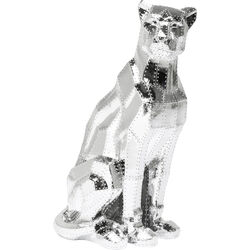 Deco Figurine Sitting Cat Rivet Chrome 82cm
