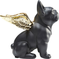 Figura decorativa Sitting Angel Dog oro-nero