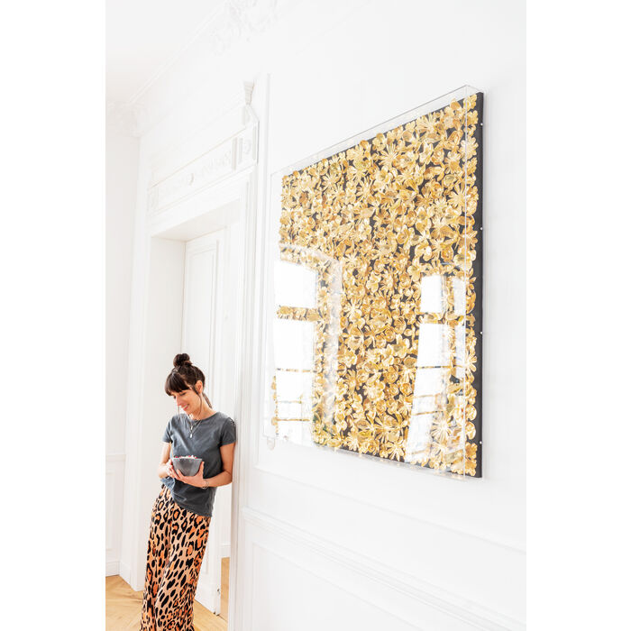 Deko Rahmen Gold Flower 120x120cm