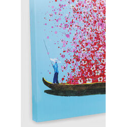 Leinwandbild Flower Boat Blau Pink 80x100cm