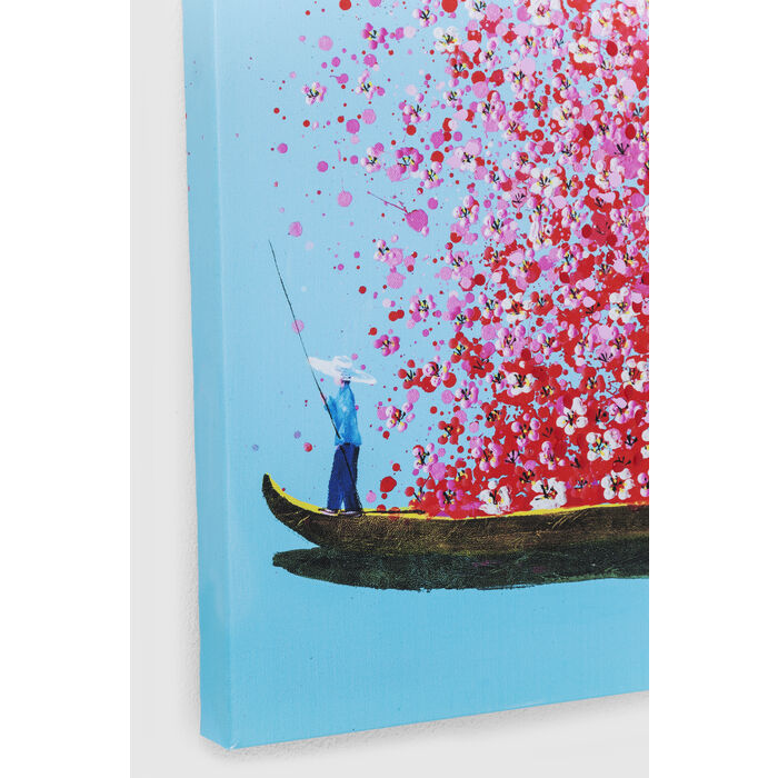Cuadro Touched Flower Boat azul rosa 80x100cm