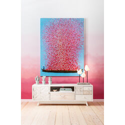 Picture Touched Flower Boat Blue Pink 80x100cm