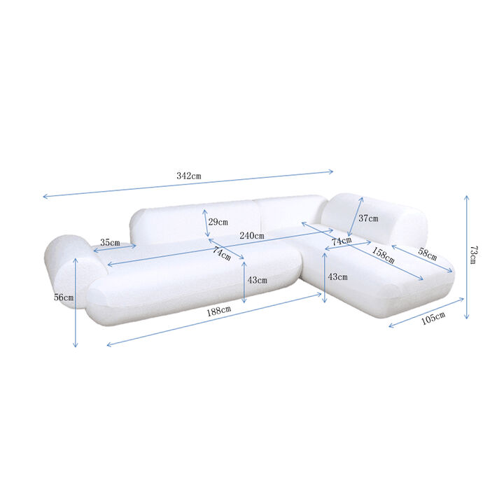 Ecksofa Soft Edge Rechts Creme