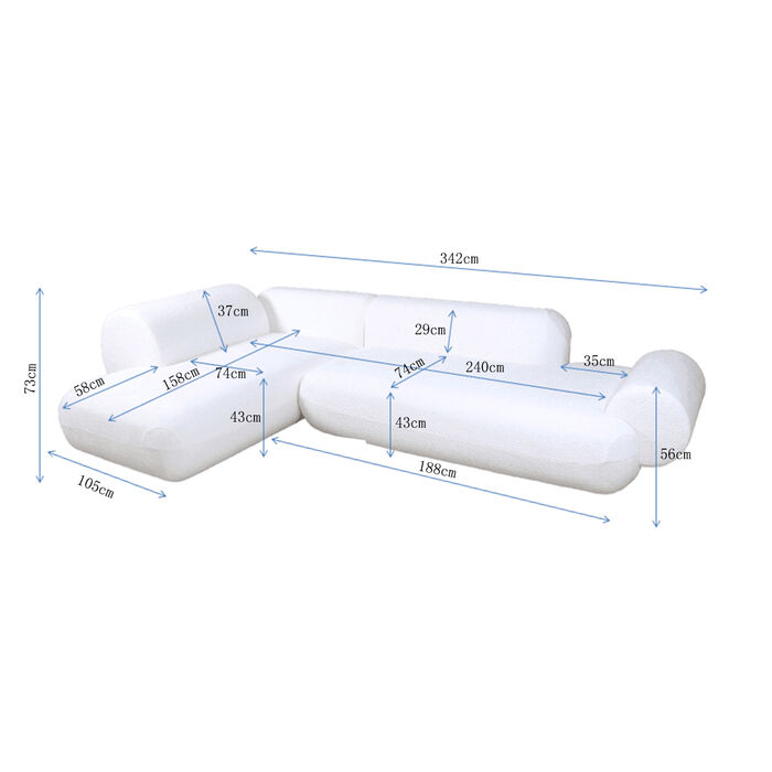 Ecksofa Soft Edge Links Creme