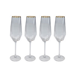 Champagne Glass Diamond Gold Rim (4/tlg.)