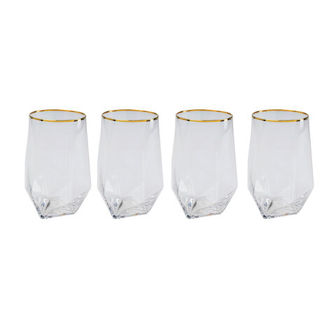 Tumbler Diamond Gold Rim (4/part)