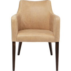 Chair with Armrest Mode Leather Beige