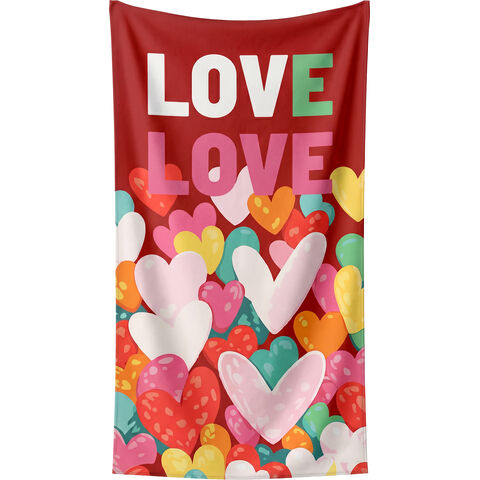 Beach Towel Big Love 90x170cm red