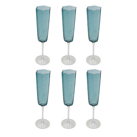 Champagne Glass Cascata Blue (6/Set)