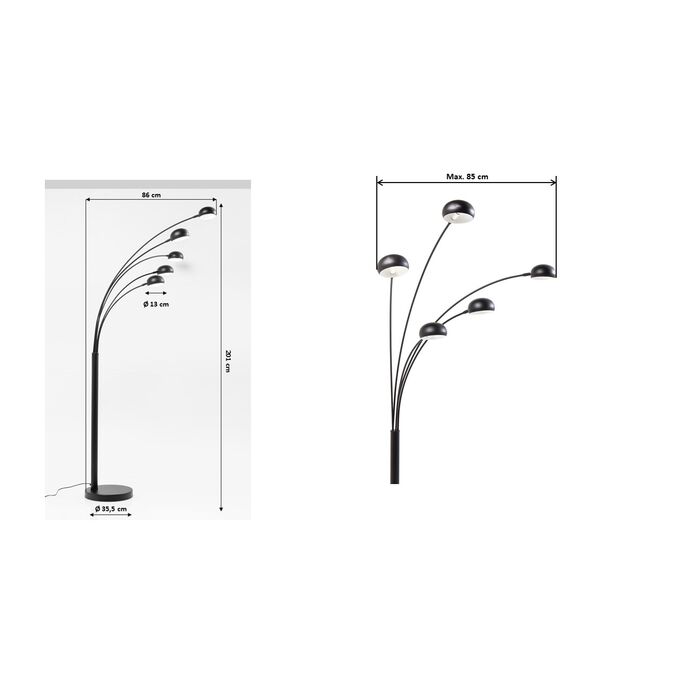 Stehleuchte Five Fingers Schwarz Matt