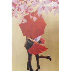 Tableau Touched Flower Couple doré-fuchsia 80x100c