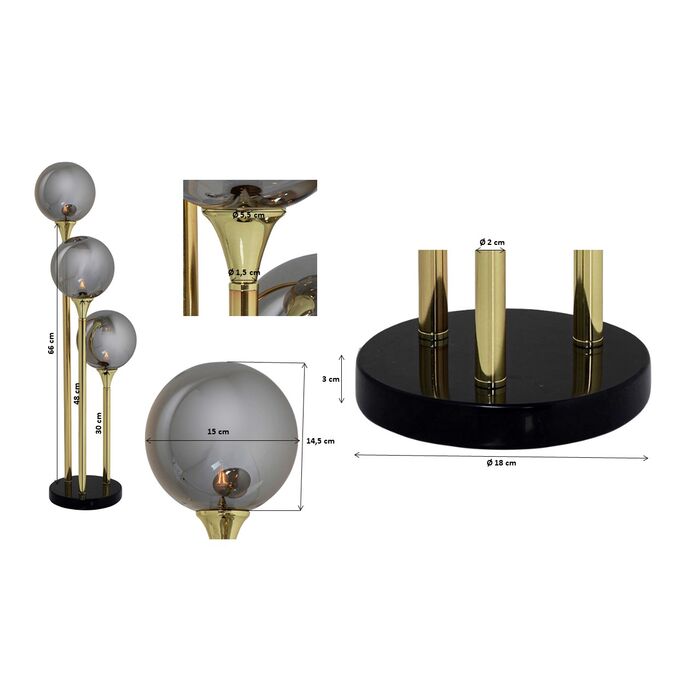 Tischleuchte Al Capone Tre 83cm