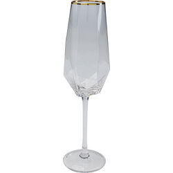 Champagne Glass Diamond Gold Rim