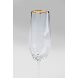 Champagne Glass Diamond Gold Rim