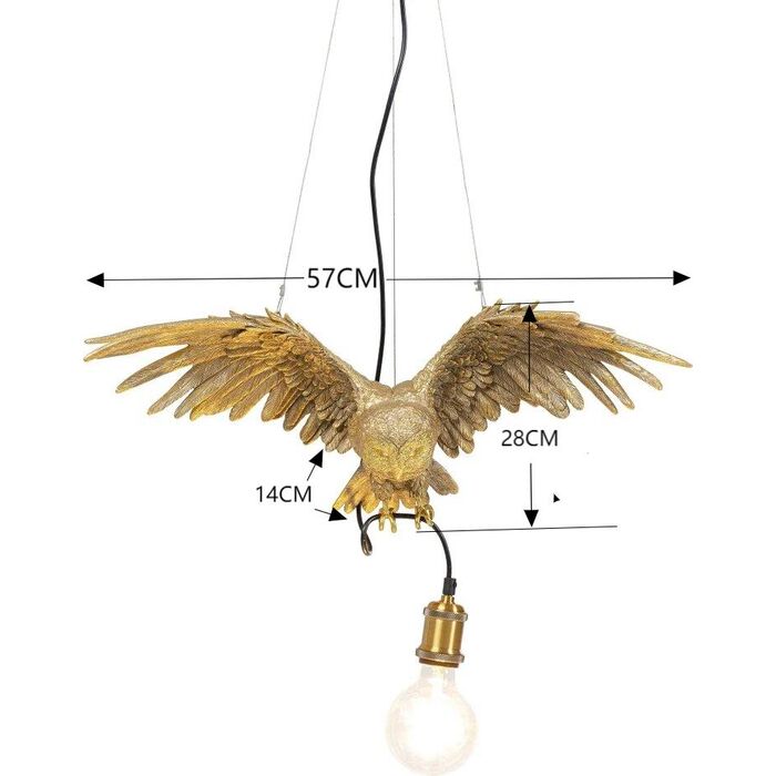 Pendant Lamp Animal Owl Gold 60cm