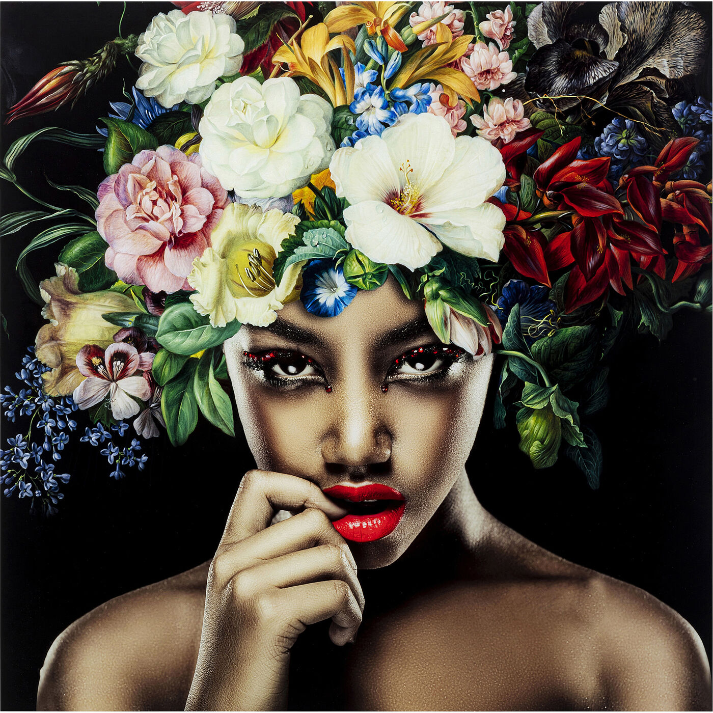 [52623] Cuadro cristal Pretty Flower Woman 100x100