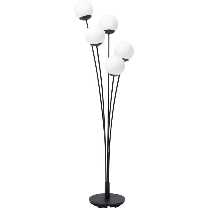 black metal and white glass tulip 4 light floor lamp