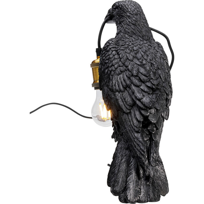 Table Lamp Animal Crow Mat Black 34cm
