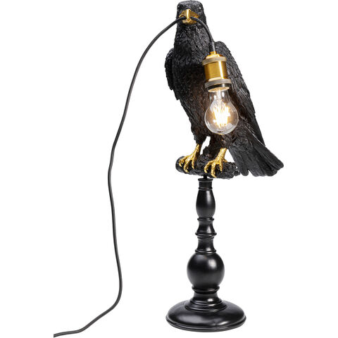 Table Lamp Animal Sitting Crow Mat Black 61cm