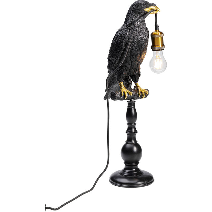 Table Lamp Animal Sitting Crow Mat Black 61cm