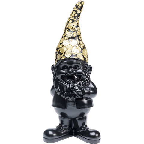 Deco Figurine Gnome Standing Black Gold 46cm