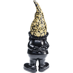 Deco Figurine Gnome Standing Black Gold 30cm