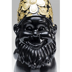 Deco Figurine Gnome Standing Black Gold 61cm