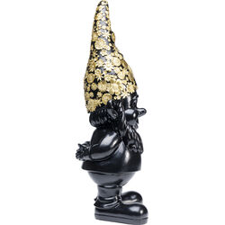 Deco Figurine Gnome Standing Black Gold 61cm