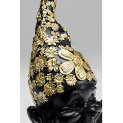 Deco Figurine Gnome Meditation Black Gold 19cm