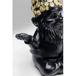 Deco Figurine Gnome Meditation Black Gold 19cm