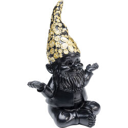 Deco Figurine Gnome Meditation Black Gold 19cm