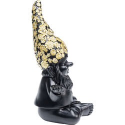 Deco Figurine Gnome Meditation Black Gold 19cm