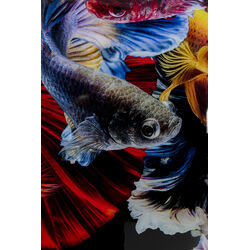 Glass Picture Colorful Swarm Fish 120x120cm