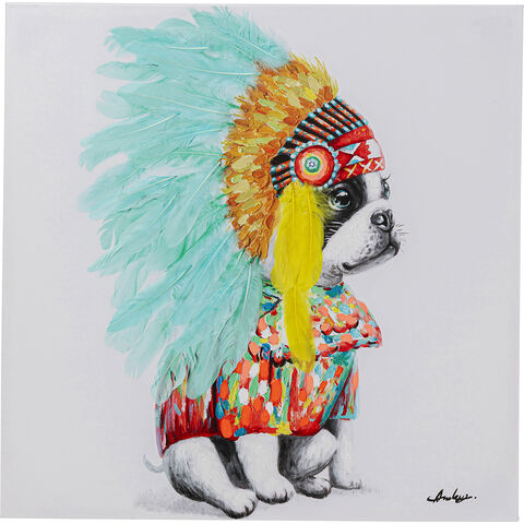 Canvas Picture Headdress Dog 80x80cm