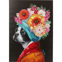 Canvas Picture Flowery Dog 70x100cm