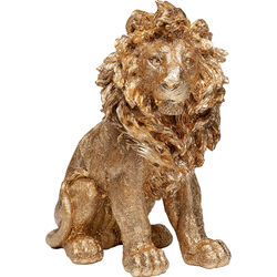 Deco Figurine Sitting Lion Gold 42cm