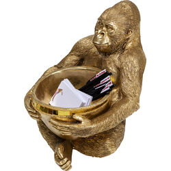 Deko Figur Gorilla Holding Bowl Gold 41cm