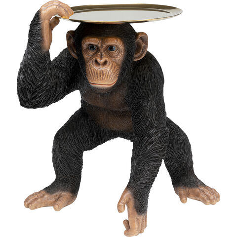 Deco Figurine Butler Playing Chimp Black 52cm