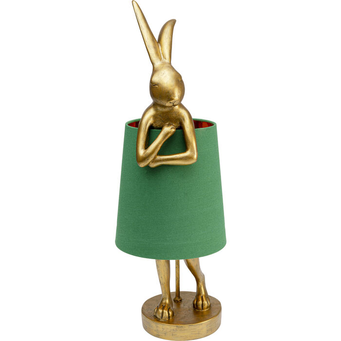 Lámpara mesa Animal Rabbit oro/verde 68cm