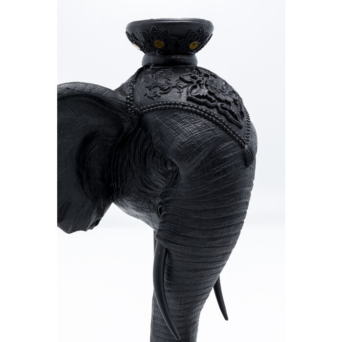 Portavelas Elephant Head negro 49 cm