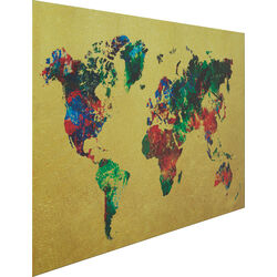 Glass Picture Metallic Colourful Map 150x100cm