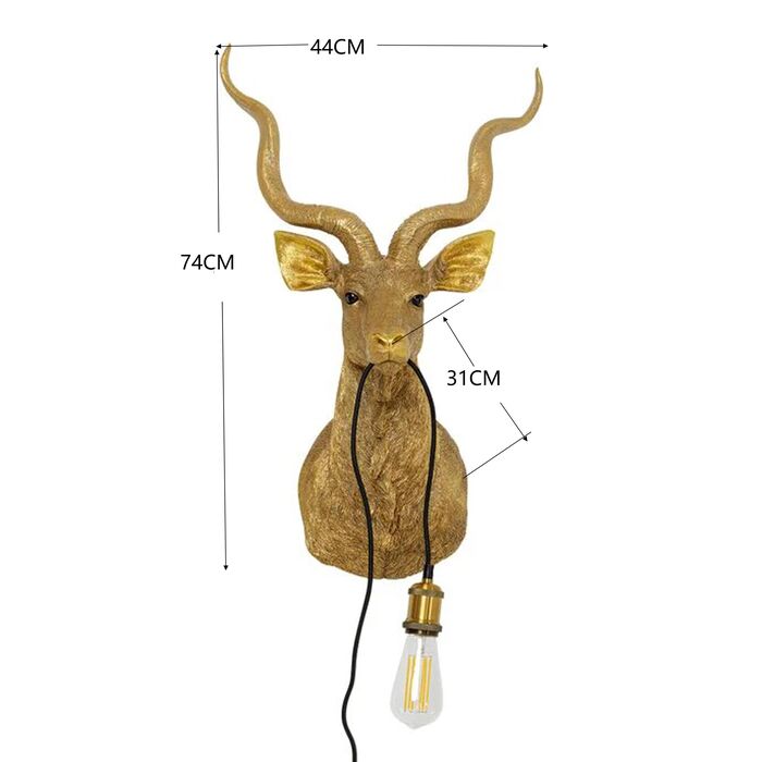 Lámpara pared Animal Goat oro 45x74cm