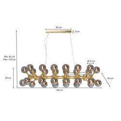 Hängeleuchte Atomic Balls Brass 140cm