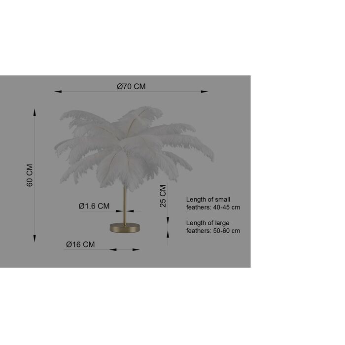 Tischleuchte Feather Palm Weiß 60cm