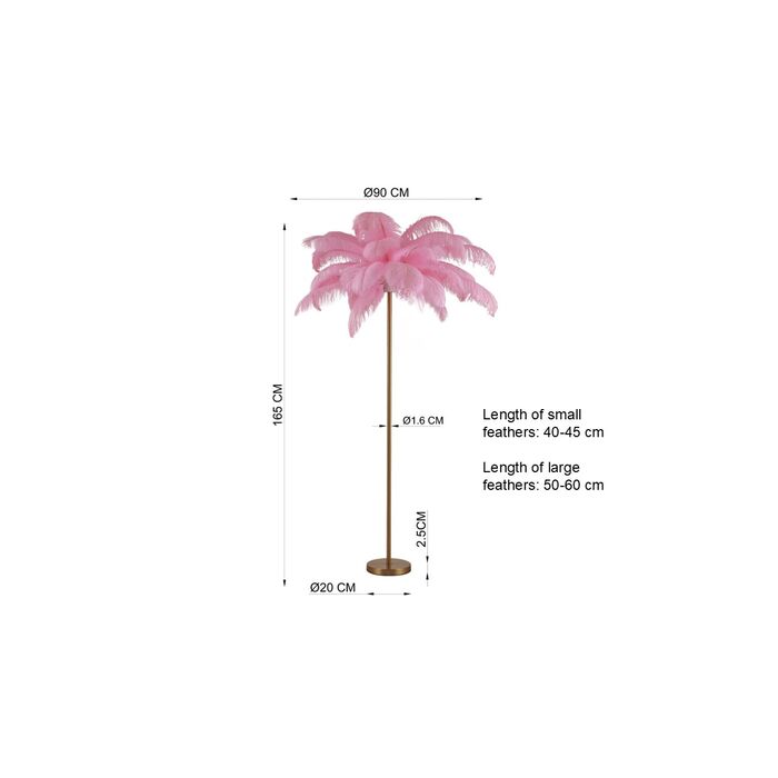 Tischleuchte Feather Palm Pink 60cm