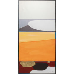 53898 - Framed Picture Abstract Shapes Orange 73x143cm