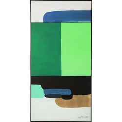 53900 - Framed Picture Abstract Shapes Green 73x143cm